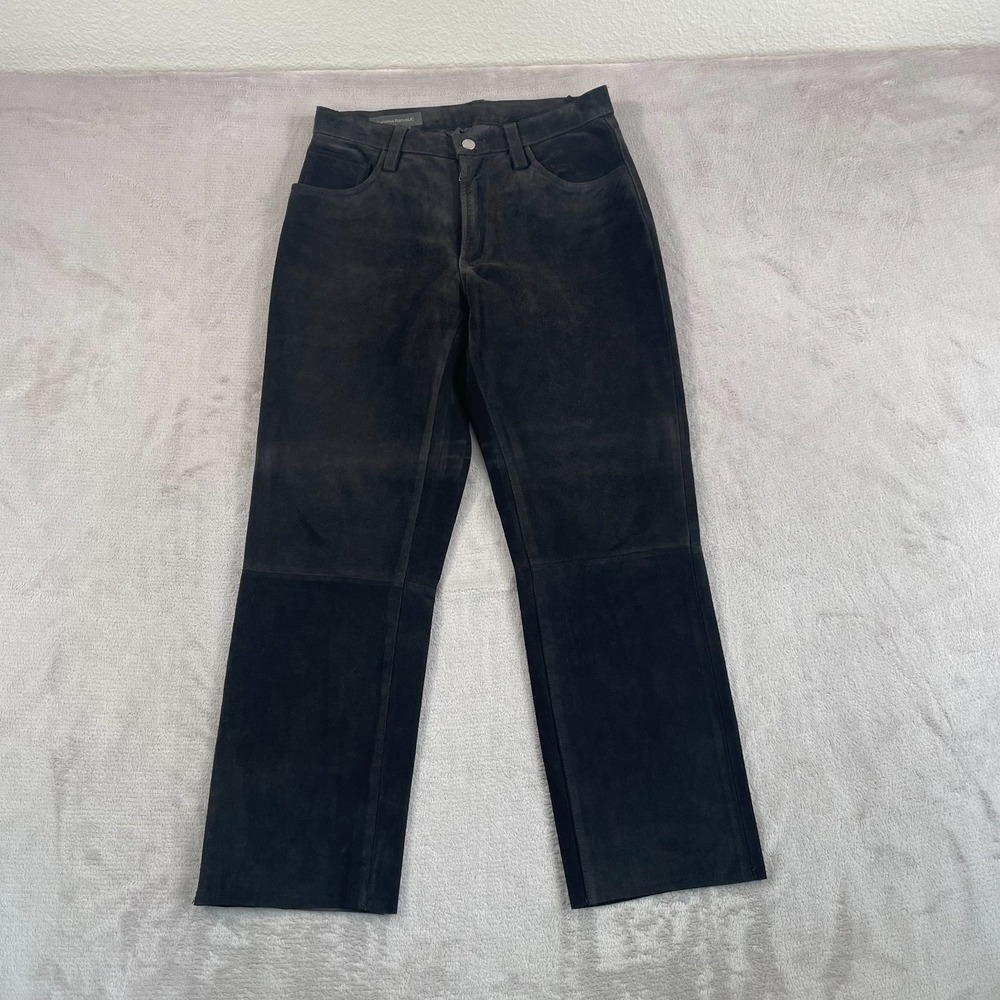 Vintage Banana Republic 100% Leather Pants Men 30x27 Dark Brown Lined Straight